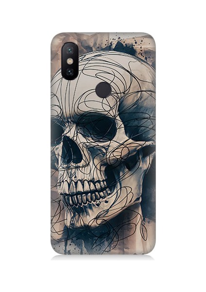 Xiaomi Mi A2 Lite Uyumlu Renkli Kurukafa Desenli Silikon Kılıf