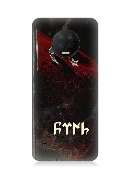 Infinix Note 7 Uyumlu Bayrak ve Göktürkçe Türk Desenli Silikon Kılıf