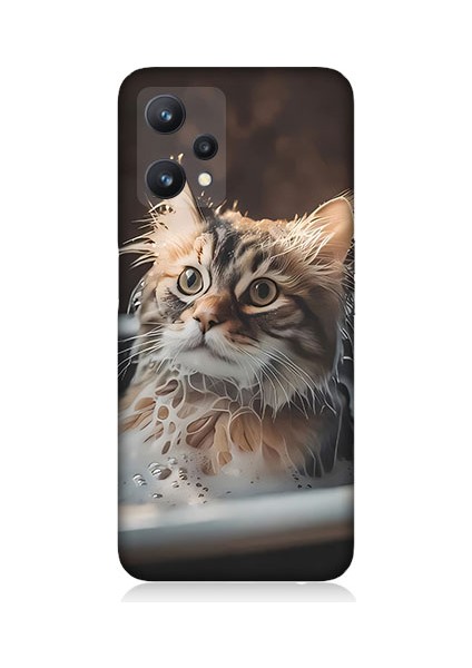 Realme 9 Pro 5g Uyumlu Banyo Yapan Kedi Desenli Silikon Kılıf