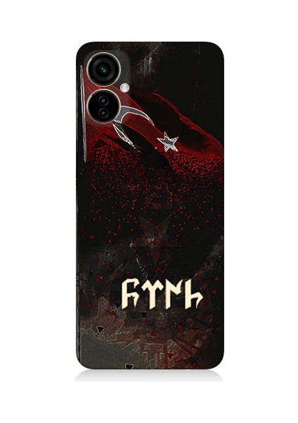 Tecno Spark 9 Pro Uyumlu Bayrak ve Göktürkçe Türk Desenli Silikon Kılıf
