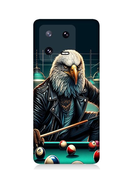 Xiaomi Mi 13 Pro 5g Uyumlu Bilardo Oynayan Deri Ceketli Kartal Desenli Silikon Kılıf