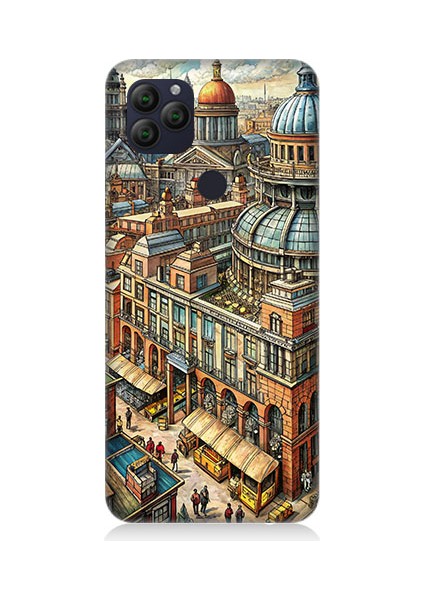 General Mobile GM22 Uyumlu Karikatür Tarihi Binalar Desenli Silikon Kılıf