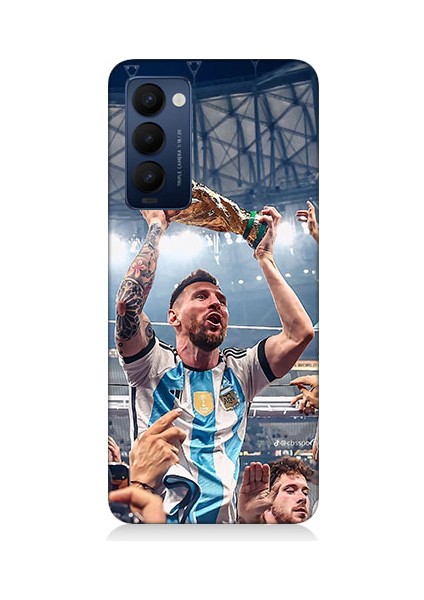 Tecno Camon 18 Uyumlu Lionel Messi ve Kupa Desenli Silikon Kılıf