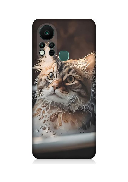 Infinix Hot 11S Uyumlu Banyo Yapan Kedi Desenli Silikon Kılıf