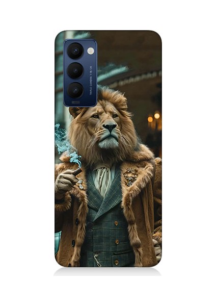 Tecno Camon 18 Uyumlu Puro Içen Aslan Desenli Silikon Kılıf