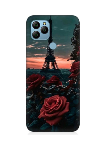 General Mobile GM21 Uyumlu Eyfel Kulesi ve Gül Desenli Silikon Kılıf
