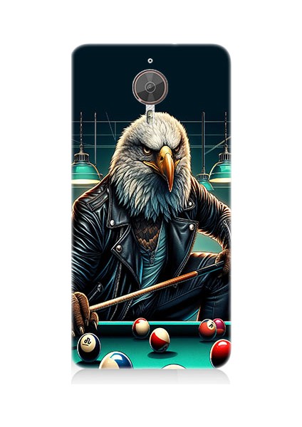 General Mobile Gm5 Plus Uyumlu Bilardo Oynayan Deri Ceketli Kartal Desenli Silikon Kılıf