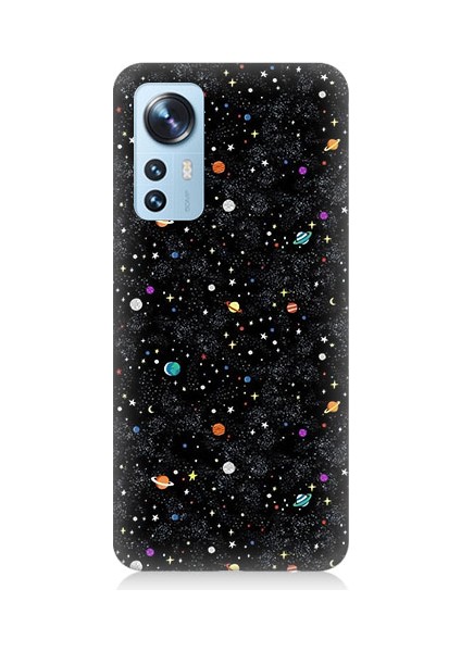 Xiaomi 12 Uyumlu Uzay ve Gezegenler Desenli Silikon Kılıf
