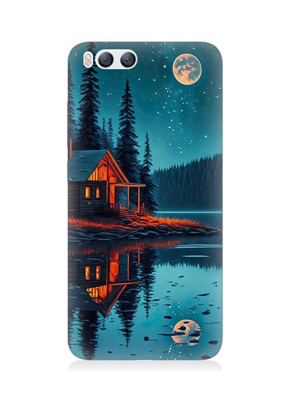 Xiaomi Mi 6 Uyumlu Ay ve Ahşap Ev Desenli Silikon Kılıf