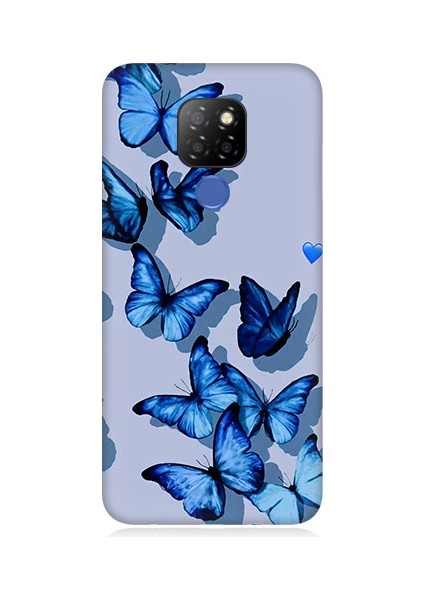 General Mobile GM20 Uyumlu Mavi Kelebekler Desenli Silikon Kılıf