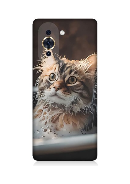 Tecno Nova 10 Uyumlu Banyo Yapan Kedi Desenli Silikon Kılıf