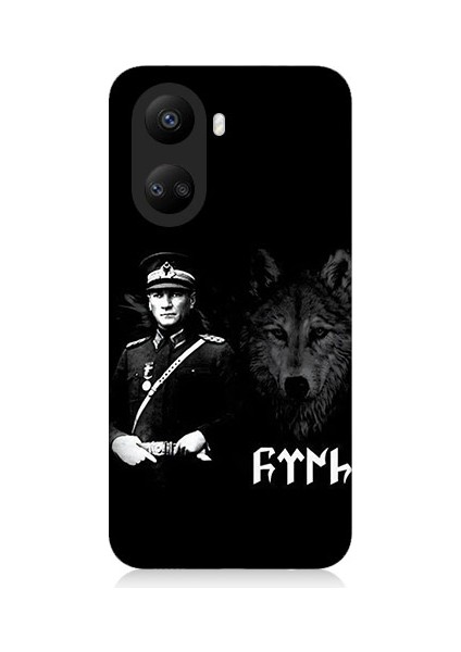Huawei Nova 10 Se Uyumlu Mustafa Kemal Atatürk ve Kurt Desenli Silikon Kılıf