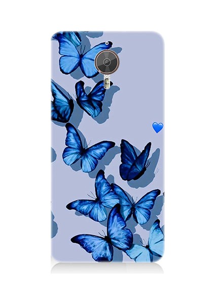 General Mobile Gm5 Plus Uyumlu Mavi Kelebekler Desenli Silikon Kılıf