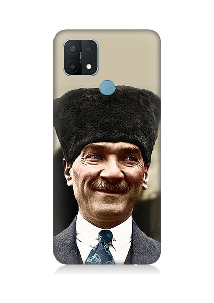 Oppo A15 Uyumlu Mustafa Kemal Atatürk Desenli Silikon Kılıf