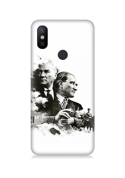 Xiaomi Mi A2 Uyumlu Siyah Beyaz Mustafa Kemal Atatürk Desenli Silikon Kılıf