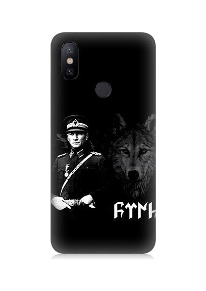 Xiaomi Mi A2 Uyumlu Mustafa Kemal Atatürk ve Kurt Desenli Silikon Kılıf