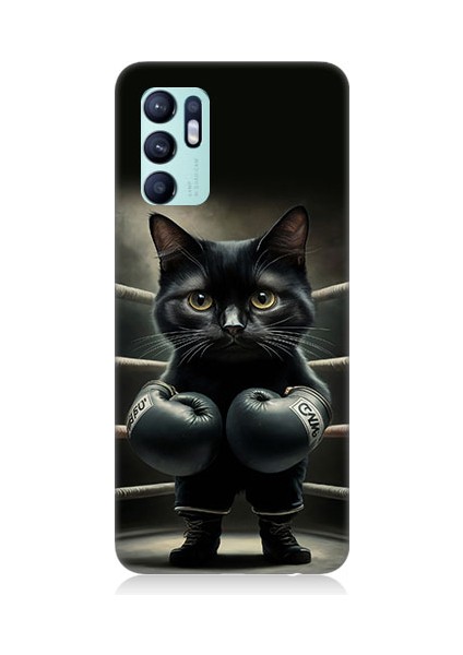 Oppo Reno 6 Uyumlu Boksör Kedi Desenli Silikon Kılıf
