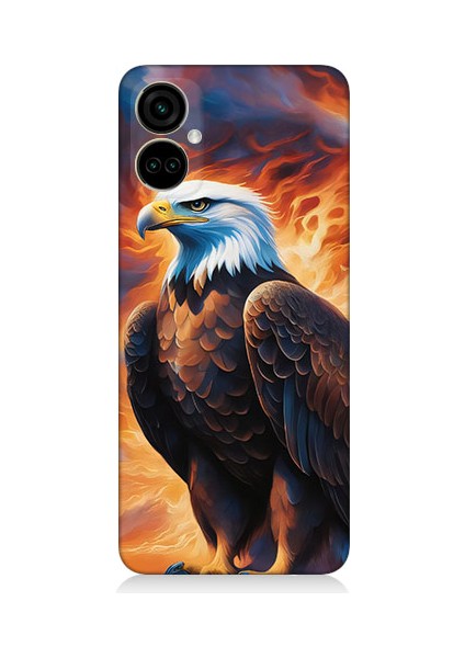 Tecno Camon 19 Pro Uyumlu Siyah Beyaz Kartal Desenli Silikon Kılıf
