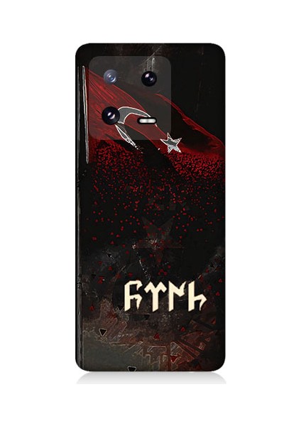 Xiaomi Mi 13 Uyumlu Bayrak ve Göktürkçe Türk Desenli Silikon Kılıf