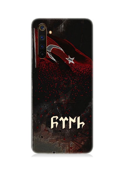 Realme 6 Pro Uyumlu Bayrak ve Göktürkçe Türk Desenli Silikon Kılıf