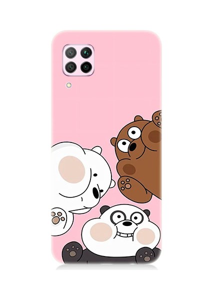Huawei P40 Lite Uyumlu Sevimli Ayıcıklar Desenli Silikon Kılıf