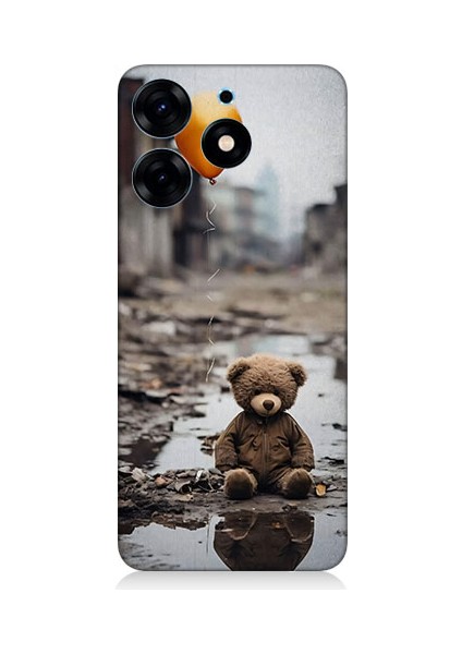 Tecno Spark 10 Pro Uyumlu Oyuncak Ayı ve Uçan Balon Desenli Silikon Kılıf
