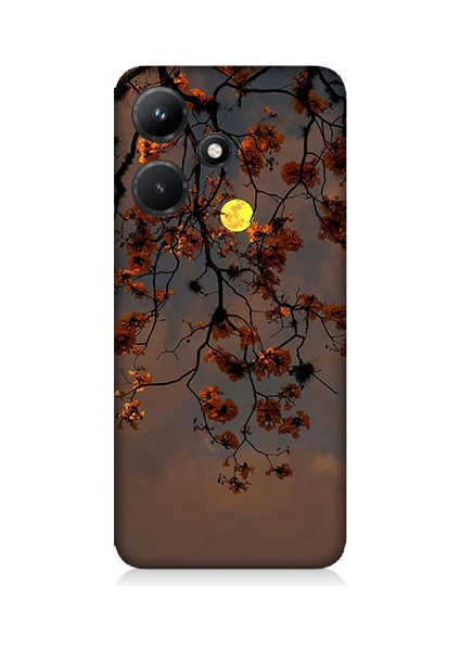 Infinix Hot 30I Uyumlu Ay Içinde Kırmızı Ağaç Dalı Desenli Silikon Kılıf