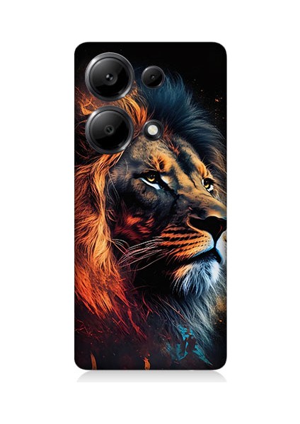 Xiaomi Redmi Note 13 Pro 4g Uyumlu Siyah Fon Aslan Desenli Silikon Kılıf