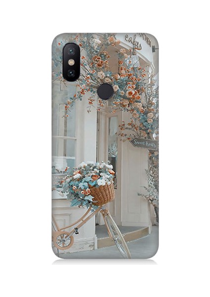Xiaomi Mi A2 Lite Uyumlu Çiçekli Bisiklet Desenli Silikon Kılıf