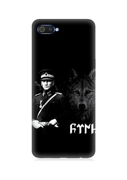 Realme C2 Uyumlu Mustafa Kemal Atatürk ve Kurt Desenli Silikon Kılıf