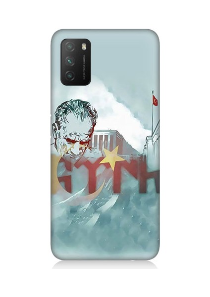 Xiaomi Poco M3 Uyumlu Mustafa Kemal Atatürk Desenli Silikon Kılıf