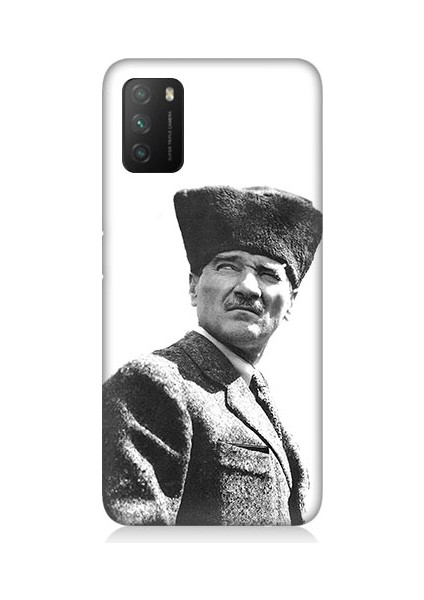 Xiaomi Poco M3 Uyumlu Mustafa Kemal Atatürk Desenli Silikon Kılıf