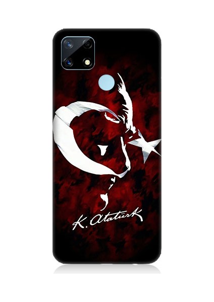 Realme 12 Uyumlu Bayrak ve Atatürk Imza Desenli Silikon Kılıf