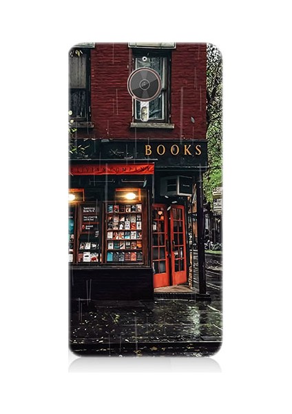 General Mobile Gm5 Plus Uyumlu Köşedeki Kitabevi Desenli Silikon Kılıf