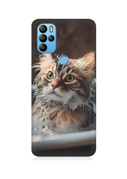 General Mobile GM21 Pro Uyumlu Banyo Yapan Kedi Desenli Silikon Kılıf