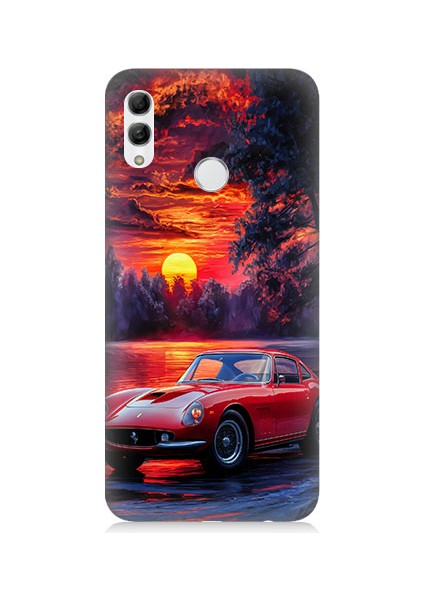Huawei Honor 10 Lite Uyumlu Kırmızı Spor Araba Desenli Silikon Kılıf
