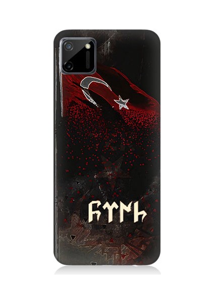 Realme C11 Uyumlu Bayrak ve Göktürkçe Türk Desenli Silikon Kılıf