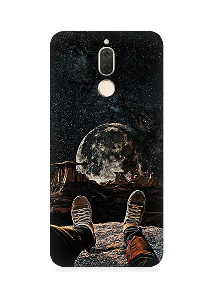 Huawei Mate 10 Lite Uyumlu Yıldızlı Bir Gece ve Ay Desenli Silikon Kılıf