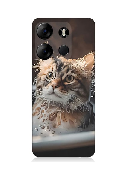 Tecno Spark Go 2023 Uyumlu Banyo Yapan Kedi Desenli Silikon Kılıf