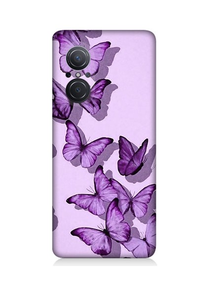 Huawei Nova 9 Se Uyumlu Mor Kelebekler Desenli Silikon Kılıf