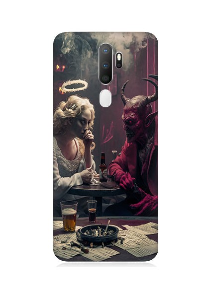 Oppo A5 2020 Uyumlu Melek ve Şeytan Desenli Silikon Kılıf