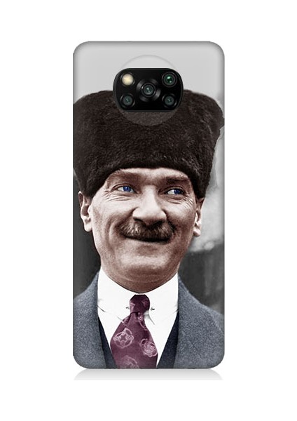 Xiaomi Poco X3 Uyumlu Mustafa Kemal Atatürk Desenli Silikon Kılıf