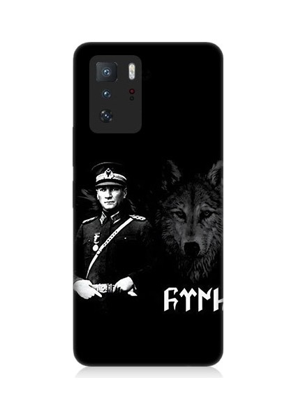Xiaomi Poco X3 Gt Uyumlu Mustafa Kemal Atatürk ve Kurt Desenli Silikon Kılıf