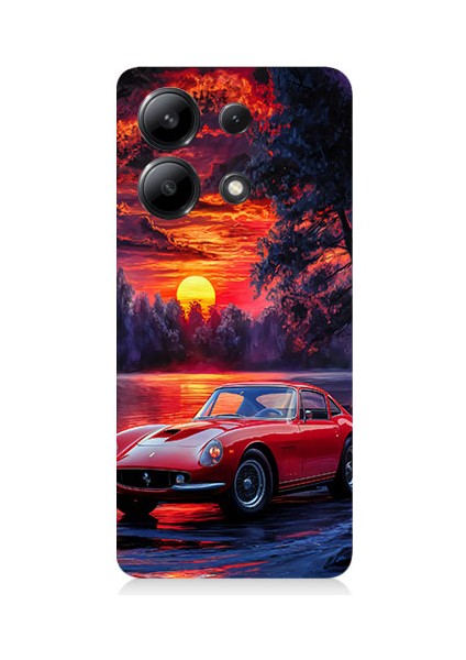 Xiaomi Redmi Note 13 Uyumlu Kırmızı Spor Araba Desenli Silikon Kılıf