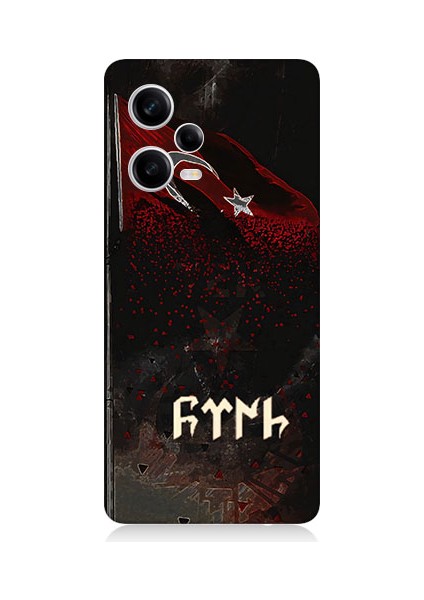 Xiaomi Redmi Note 12 Pro 5g Uyumlu Bayrak ve Göktürkçe Türk Desenli Silikon Kılıf