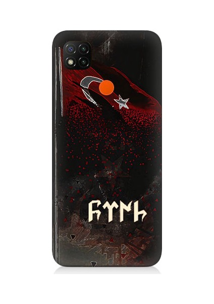 Xiaomi Redmi 9c Uyumlu Bayrak ve Göktürkçe Türk Desenli Silikon Kılıf