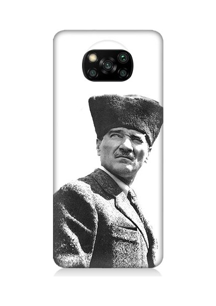 Xiaomi Poco X3 Uyumlu Mustafa Kemal Atatürk Desenli Silikon Kılıf