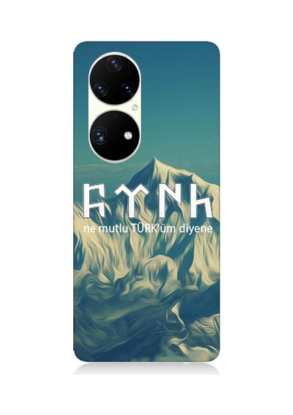 Huawei P50 Pro Uyumlu Ne Mutlu Türküm Diyene Desenli Silikon Kılıf