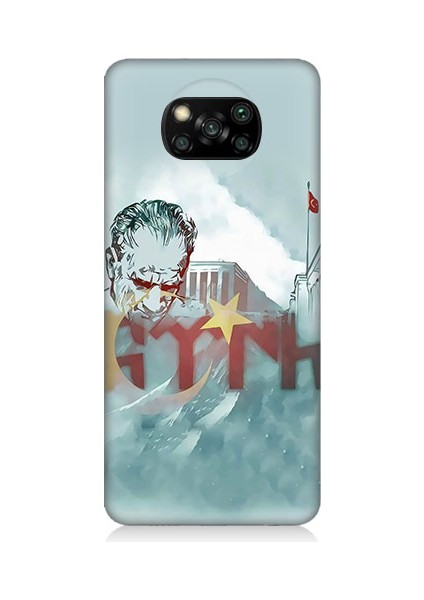 Xiaomi Poco X3 Uyumlu Mustafa Kemal Atatürk Desenli Silikon Kılıf