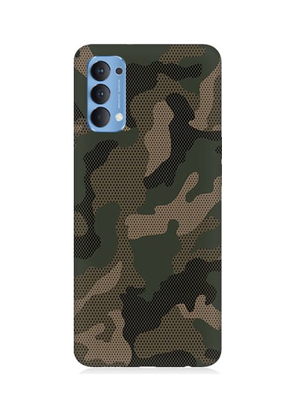 Oppo Reno 4 Uyumlu Kamuflaj Desenli Silikon Kılıf